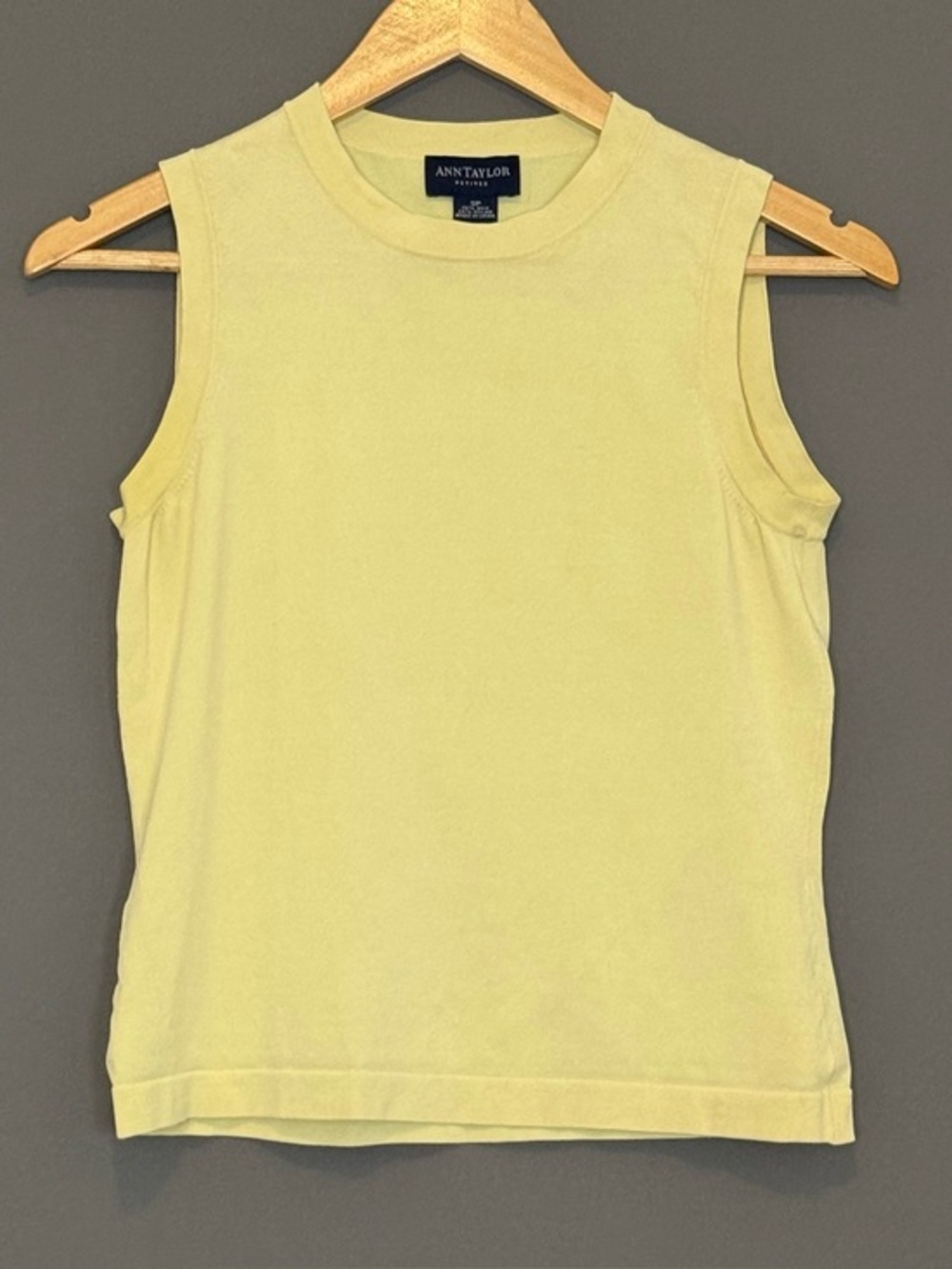 vtg Y2K Ann Taylor Silk Knit Shell Top Sleeveless Butter Yellow Small Preppy